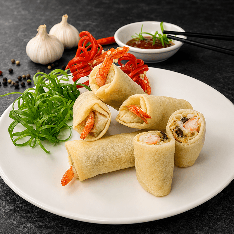 Seafood pastry spring rolls