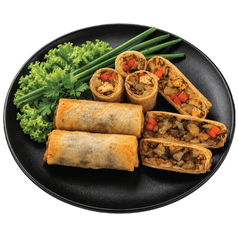 Pre-fried mushroom pastry spring rolls