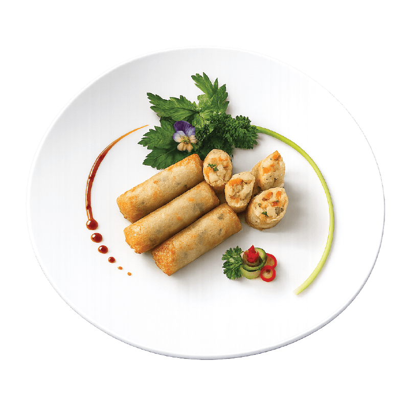 Pre-fried vegetable spring rolls